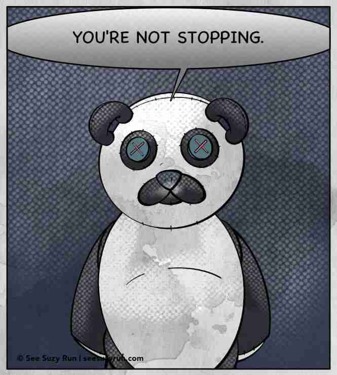 Comic Panel - Panda wonders why they're not stopping