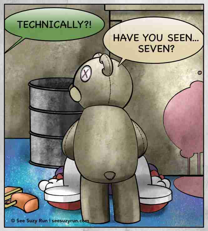 Comic Panel - Time Bomb asks Terrifisaurus if she has seen Seven